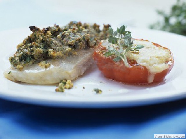 Fillet of Nile perch with herb crust and grilled tomato-303557